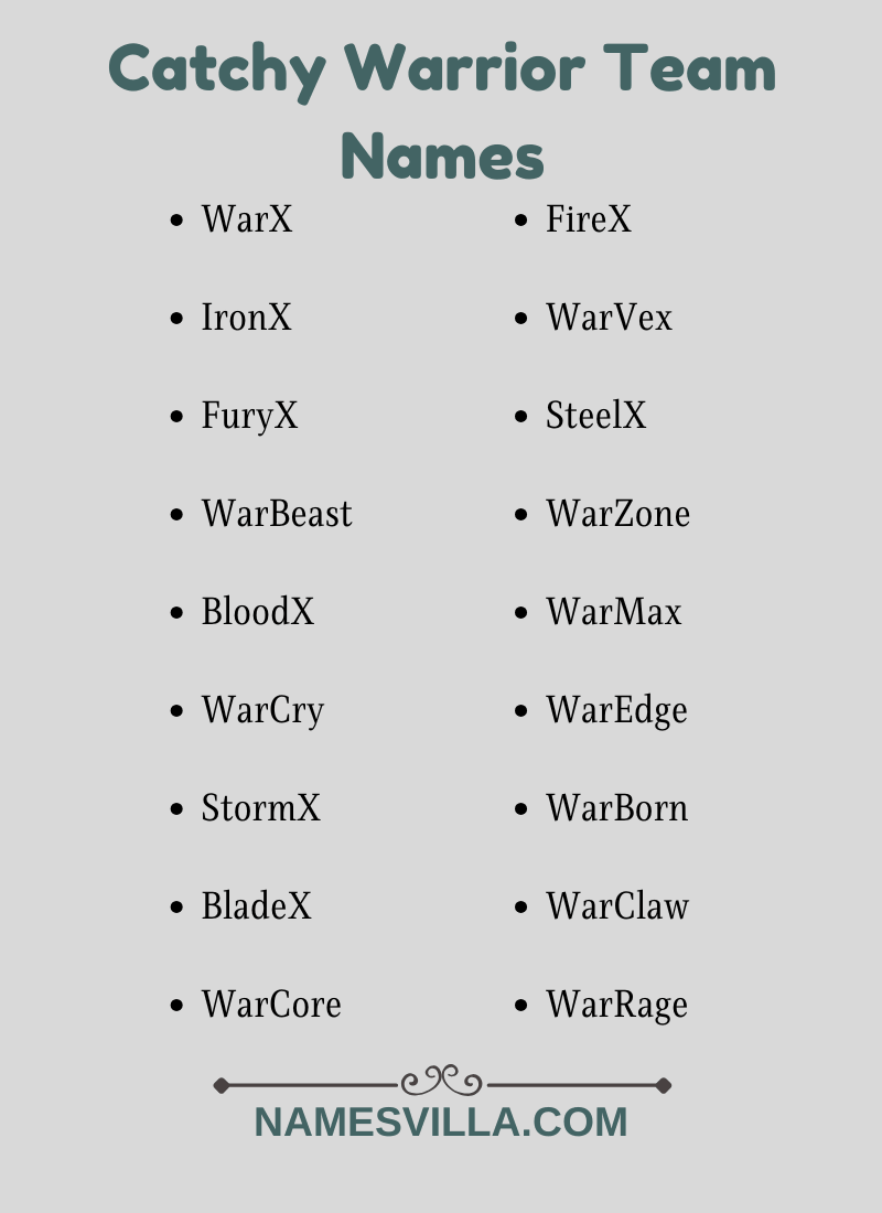 Catchy Warrior Team Names