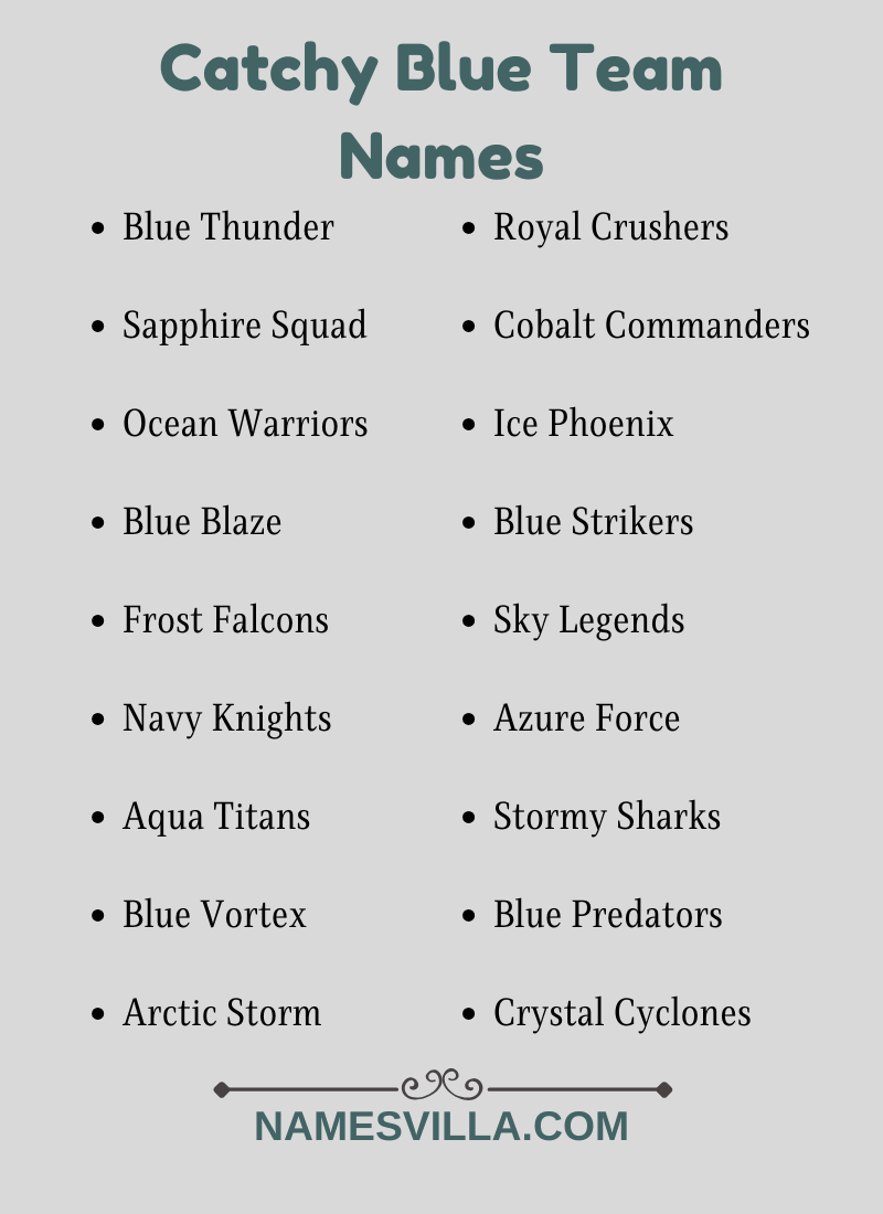 Catchy Blue Team Names