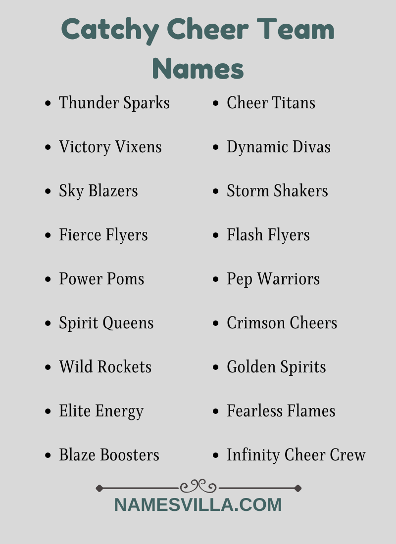 Catchy Cheer Team Names