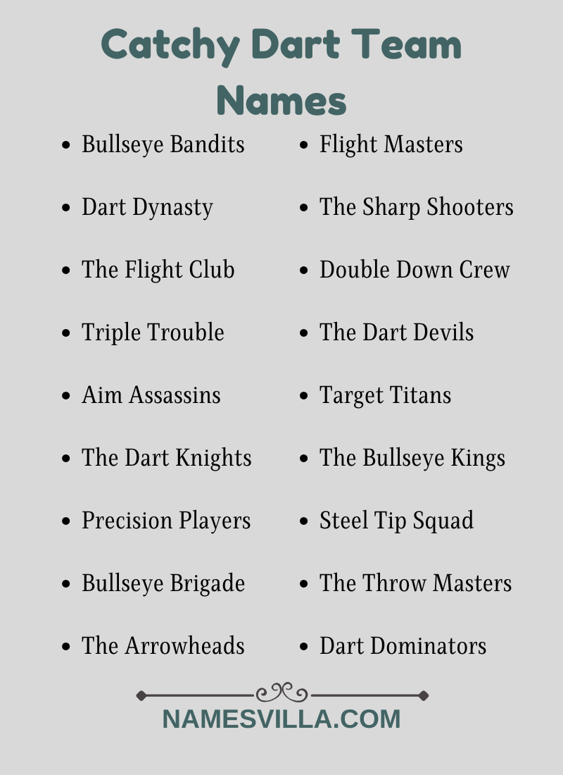 Catchy Dart Team Names