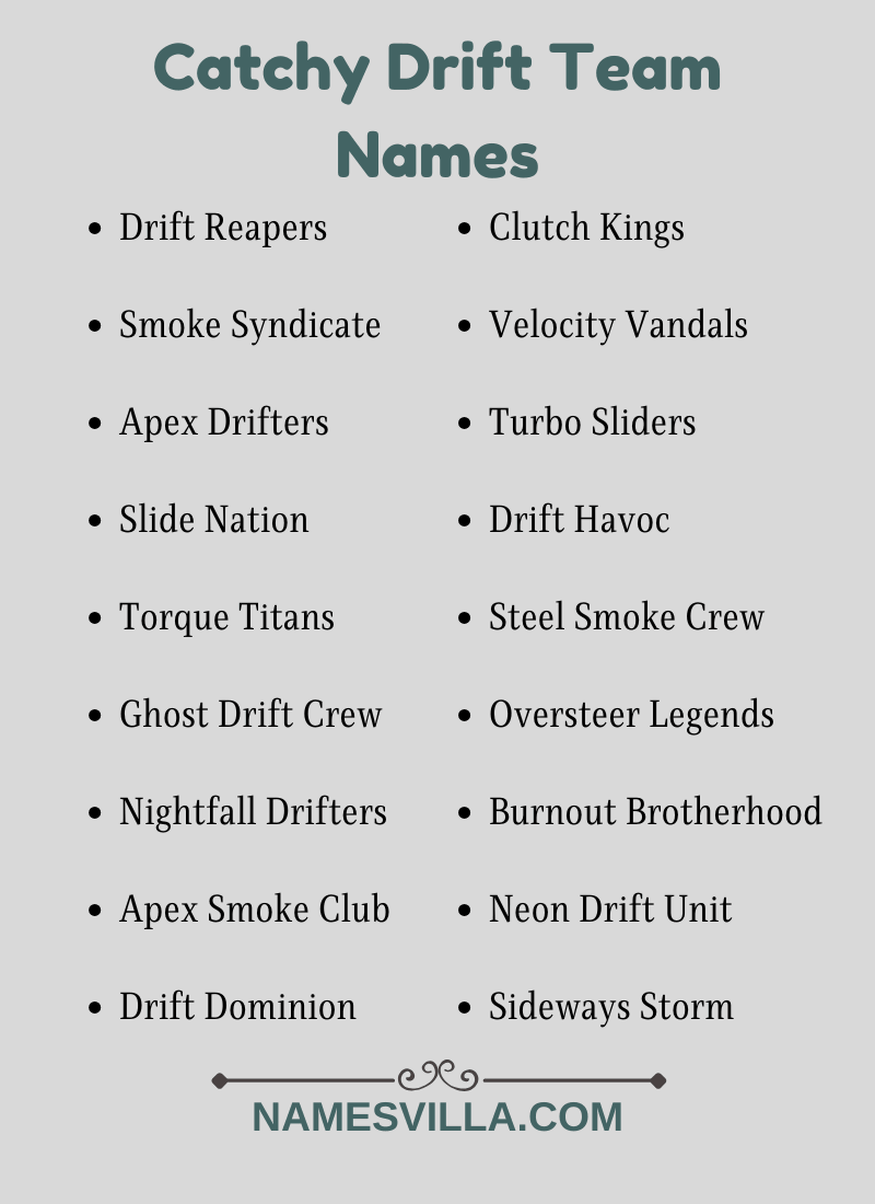 Catchy Drift Team Names