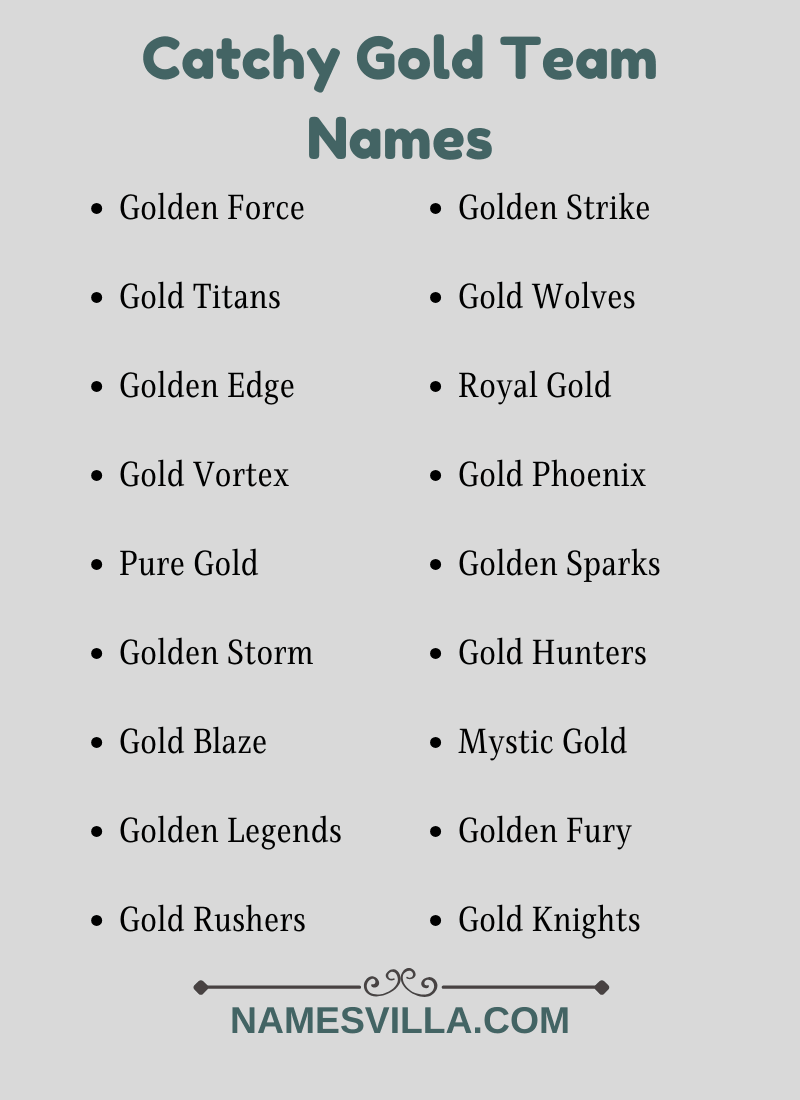 Catchy Gold Team Names