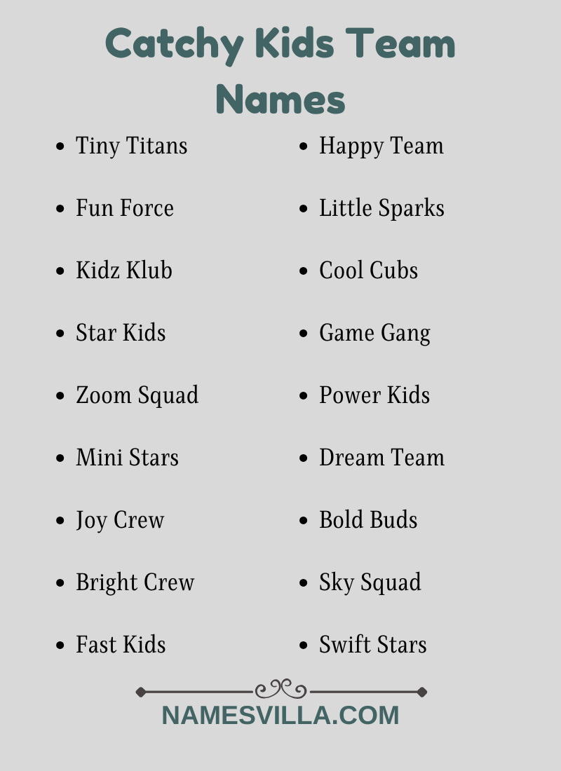 Catchy Kids Team Names