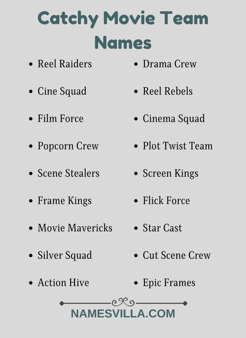 Catchy Movie Team Names