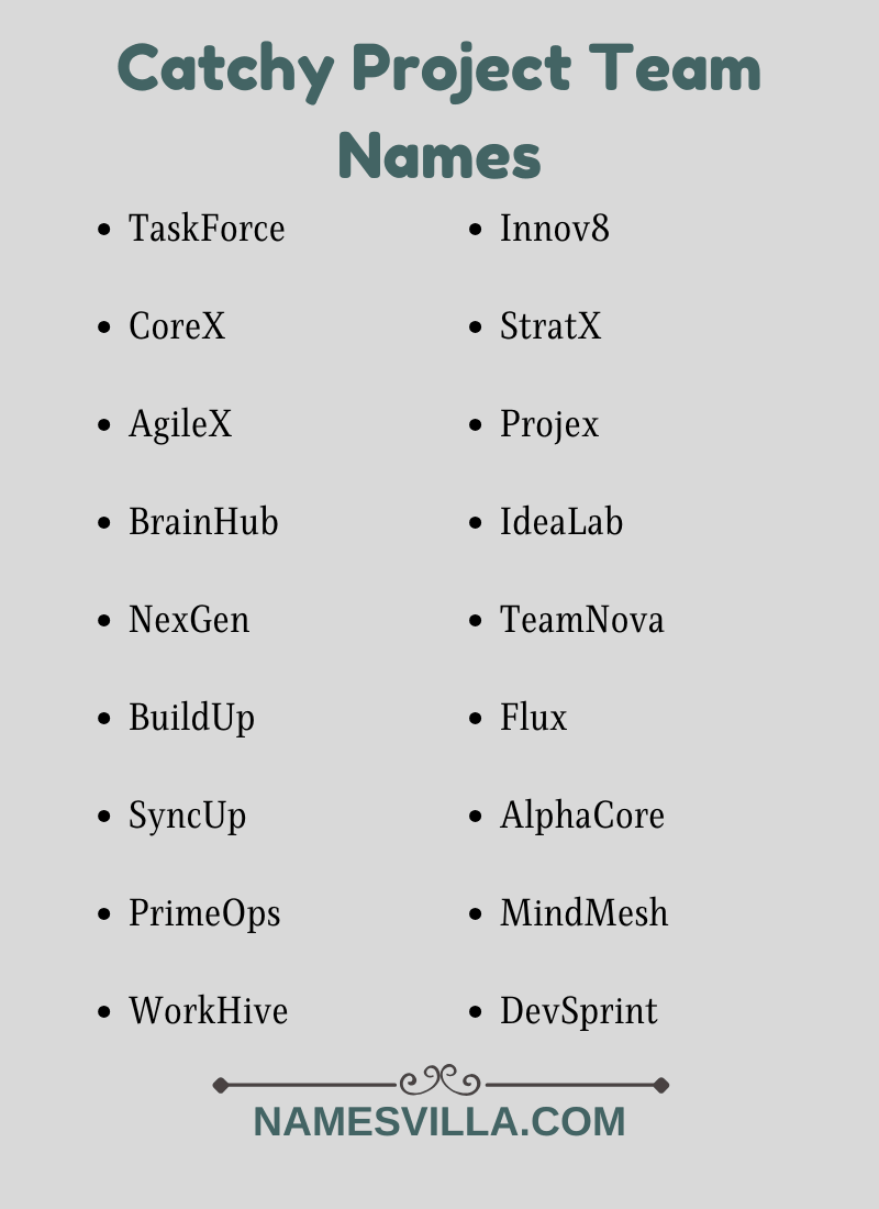 Catchy Project Team Names