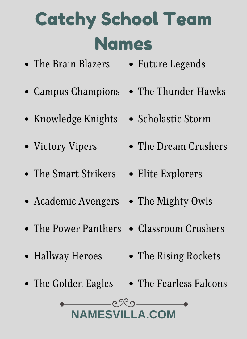 Catchy School Team Names