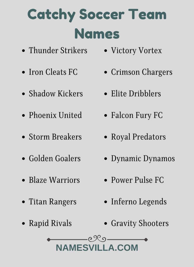 Catchy Soccer Team Names
