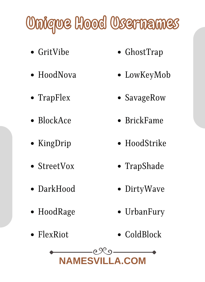 Unique Hood Usernames