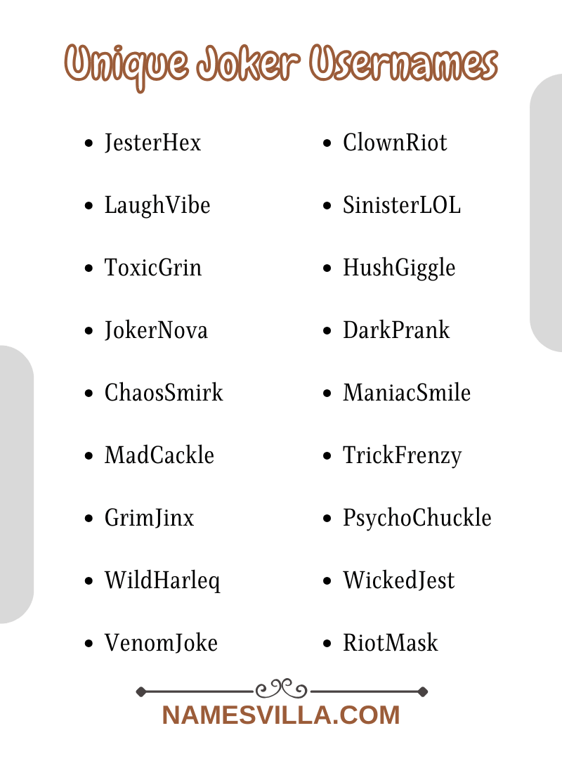 Unique Joker Usernames