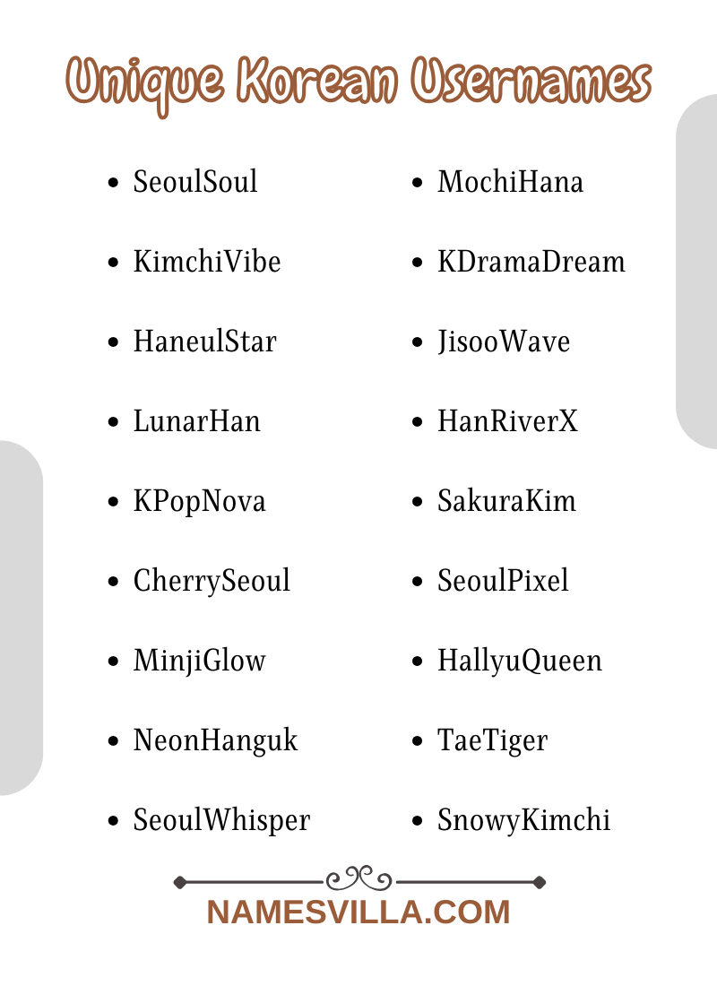 Unique Korean Usernames