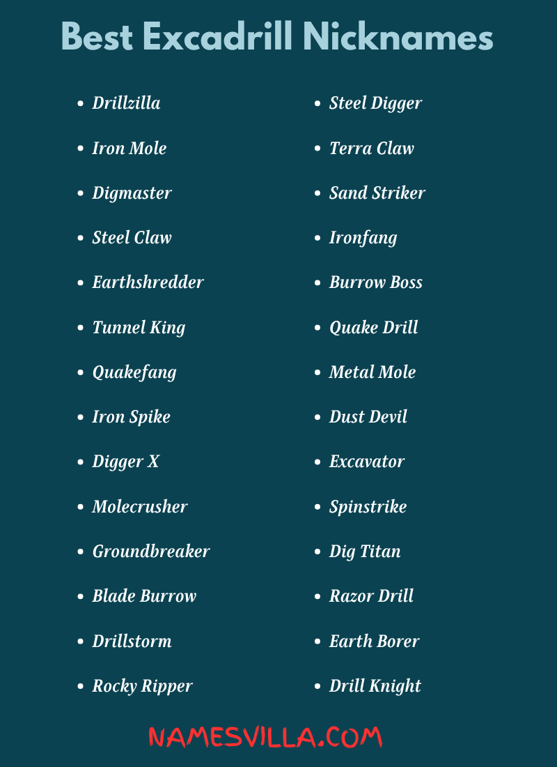 Best Excadrill Nicknames