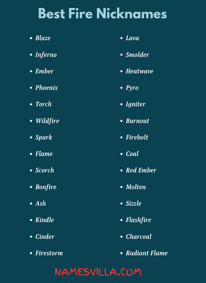 Best Fire Nicknames