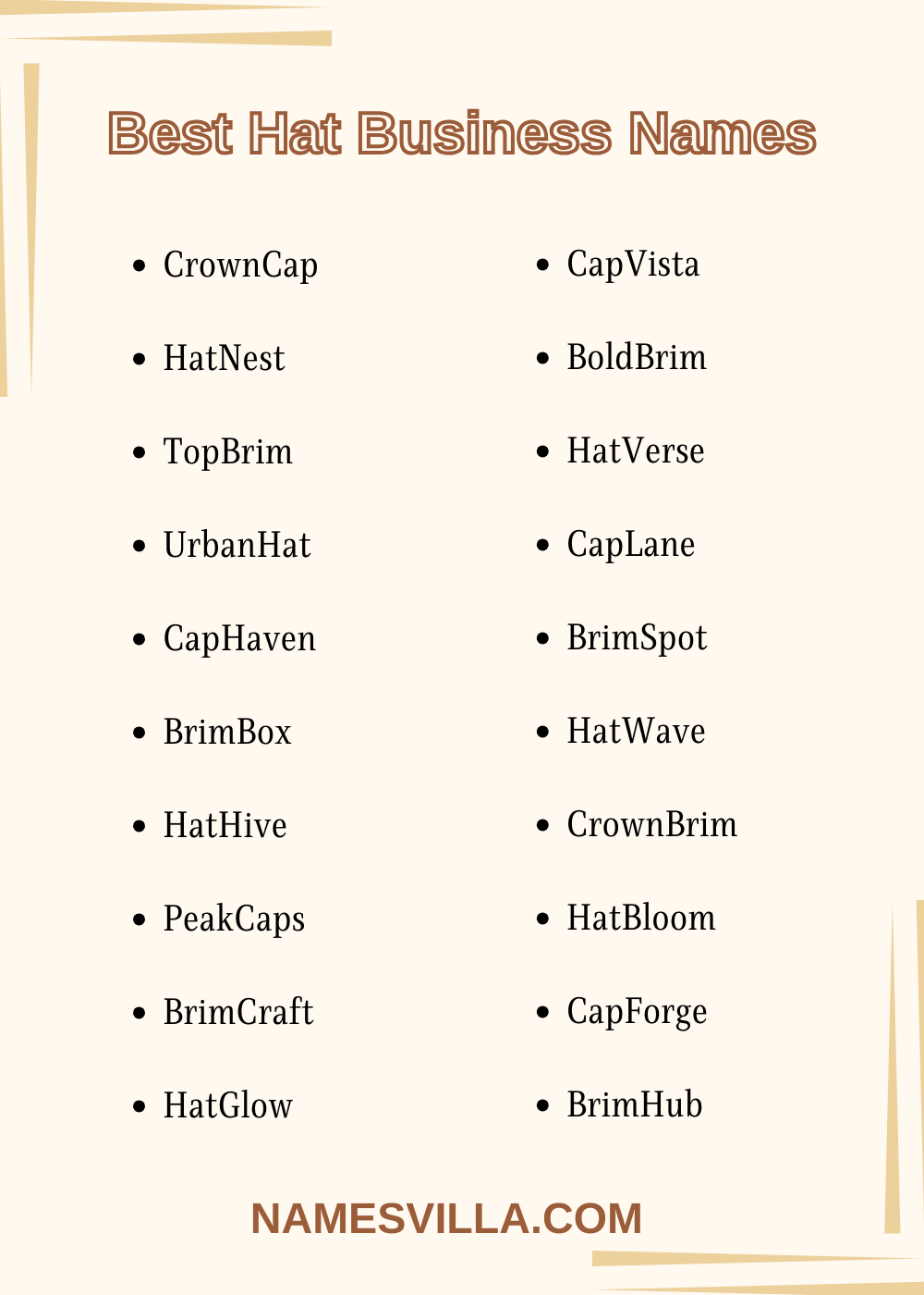 Best Hat Business Names