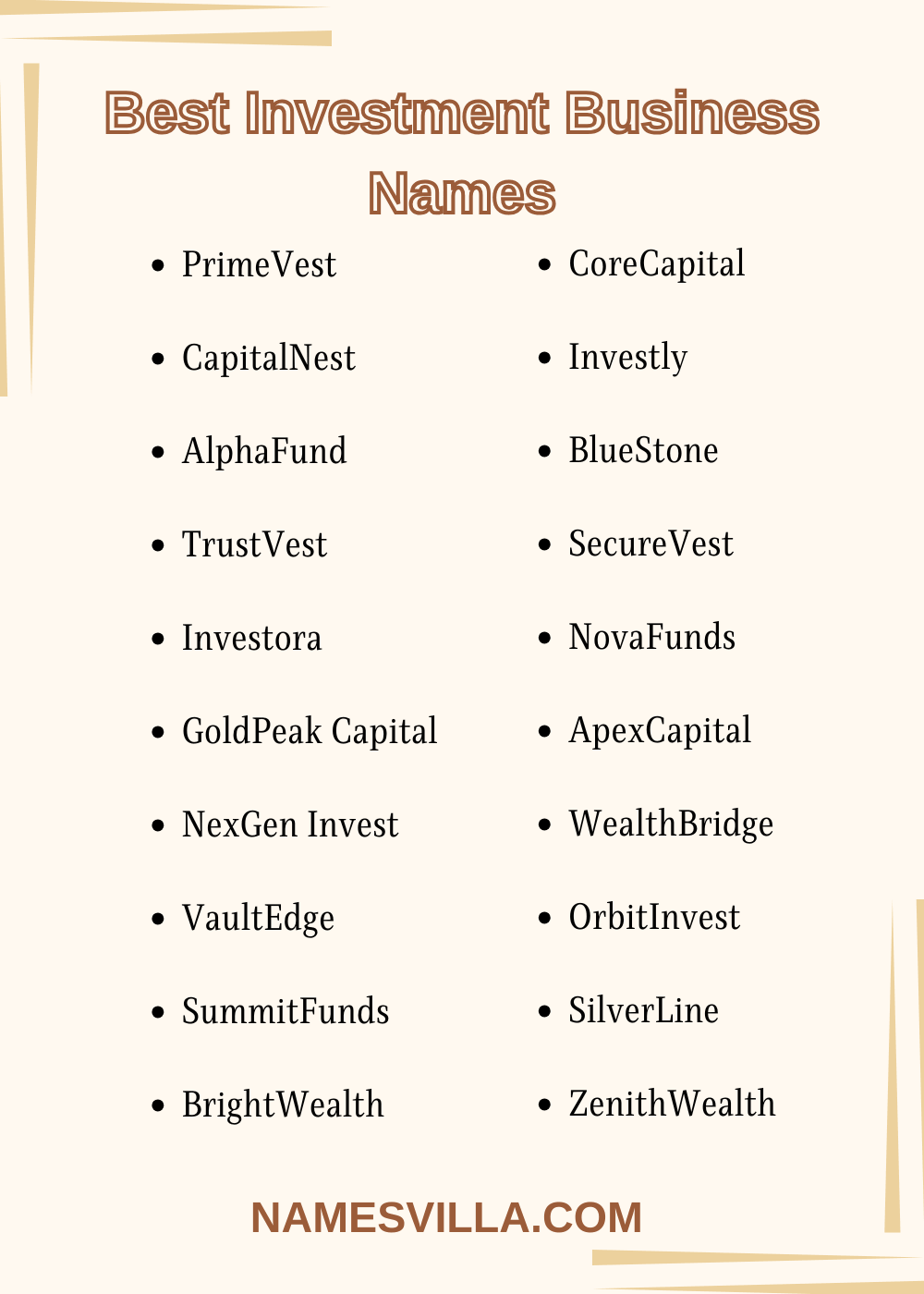 Best Investment Business Names
