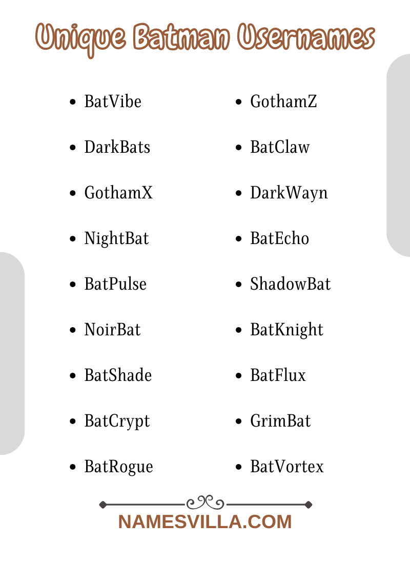 Unique Batman Usernames