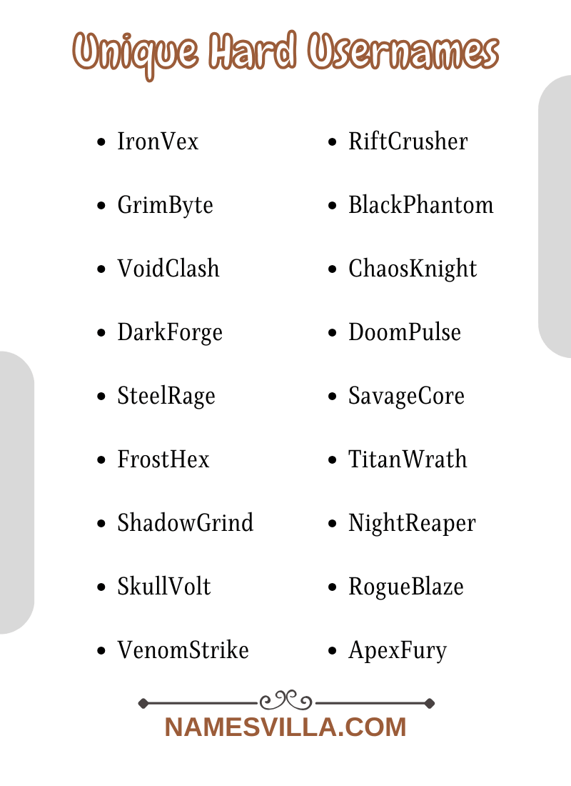 Unique Hard Usernames