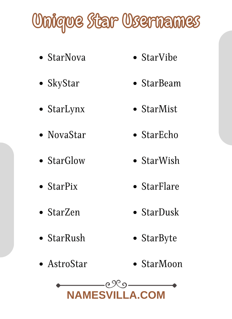 Unique Star Usernames