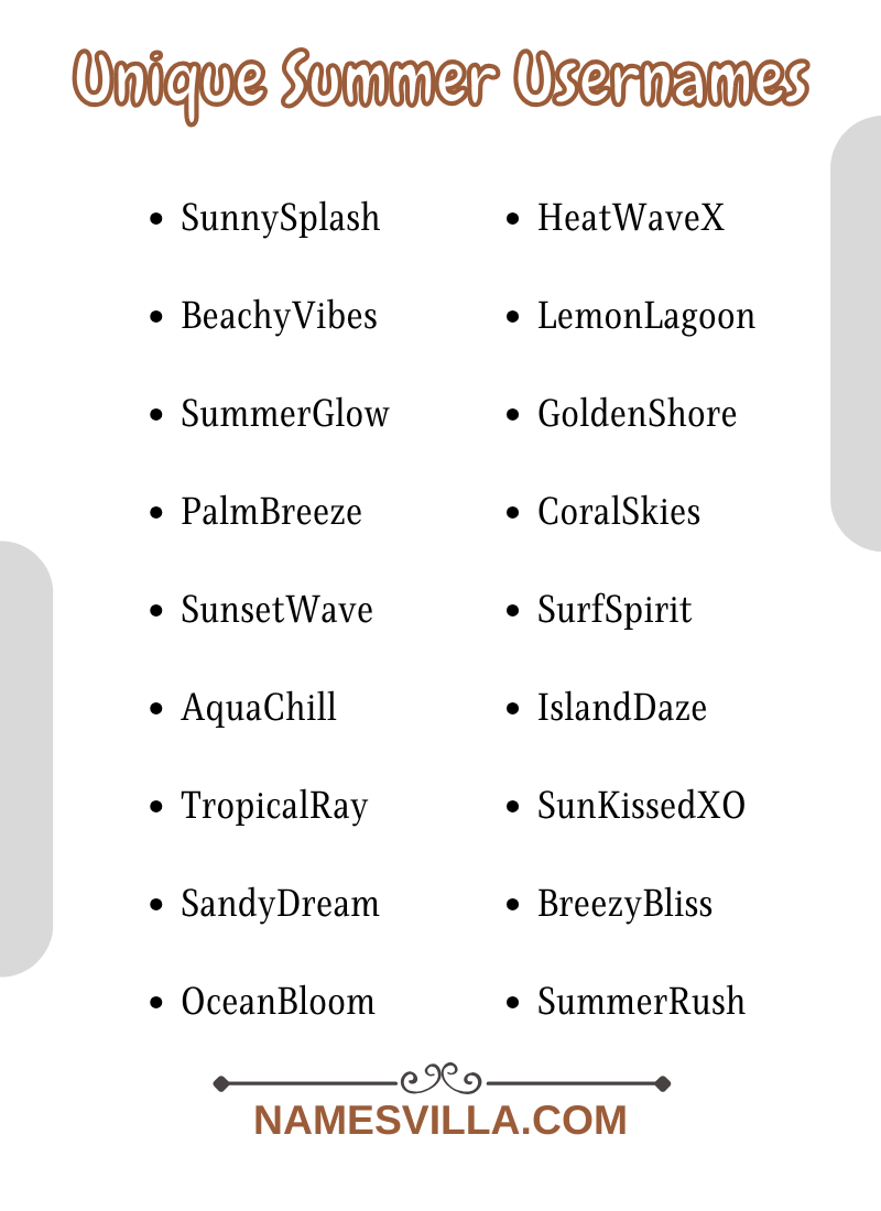 Unique Summer Usernames