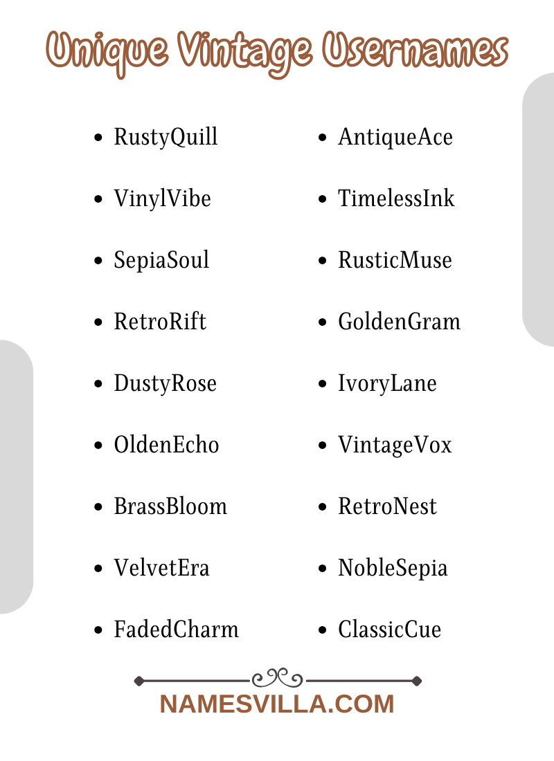 Unique Vintage Usernames