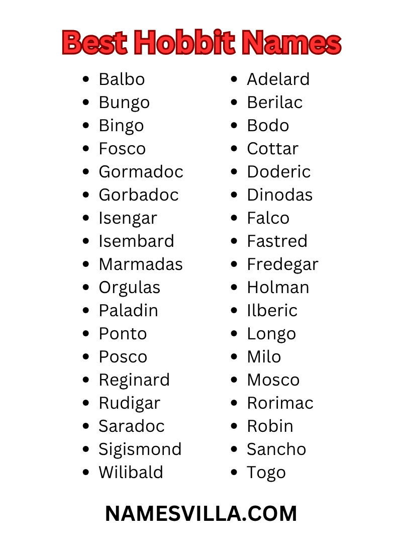 Best Hobbit Names