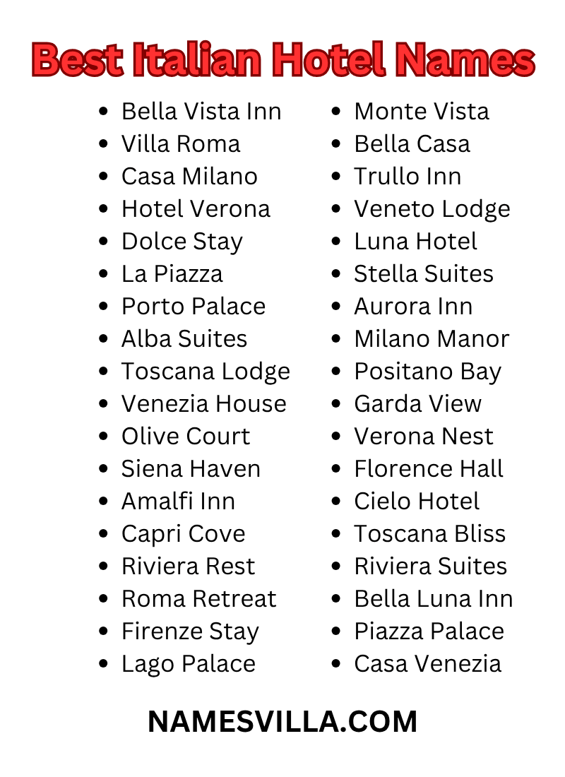 Best Italian Hotel Names
