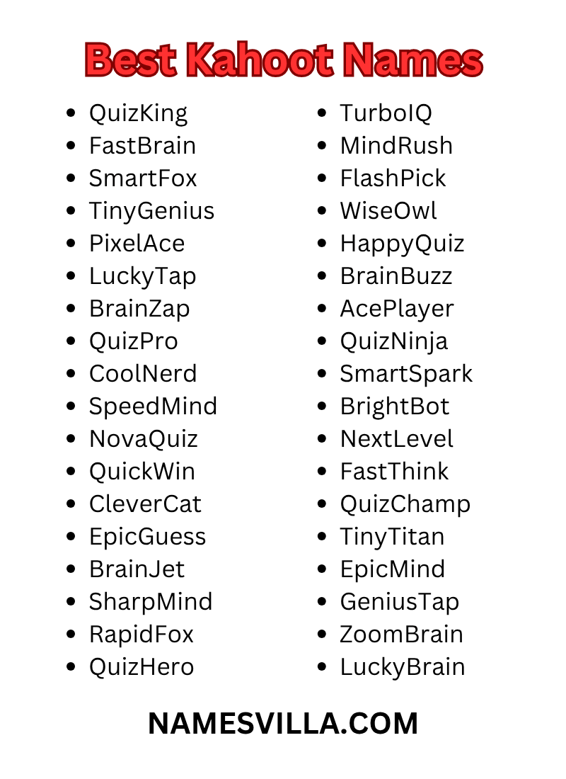Best Kahoot Names