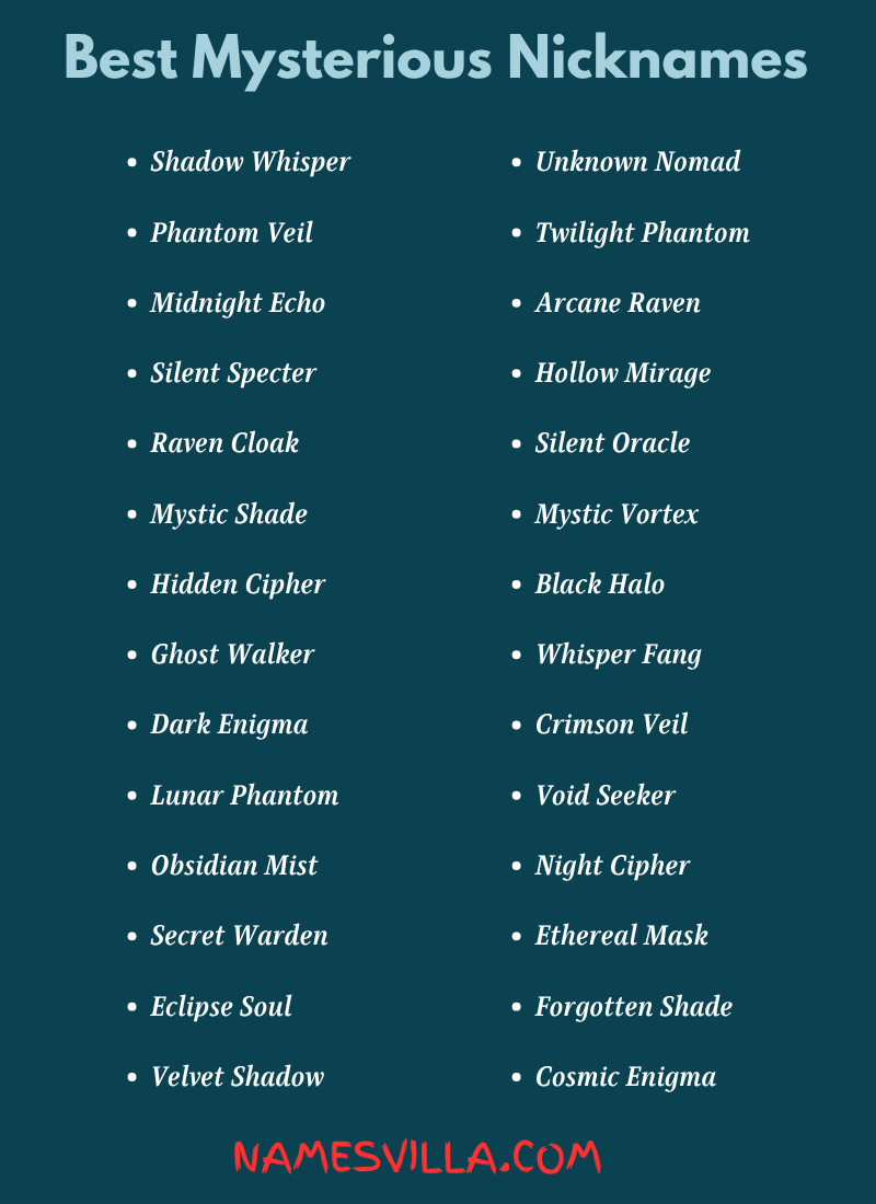 Best Mysterious Nicknames