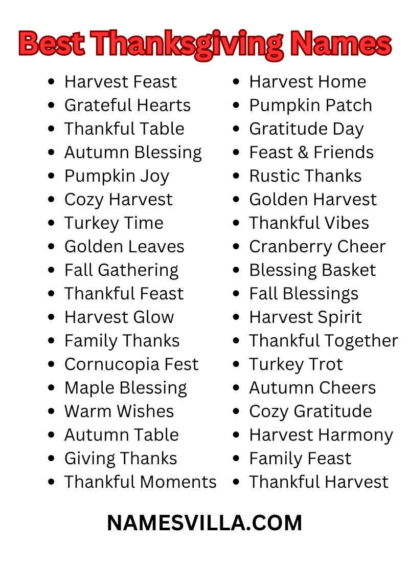 Best Thanksgiving Names