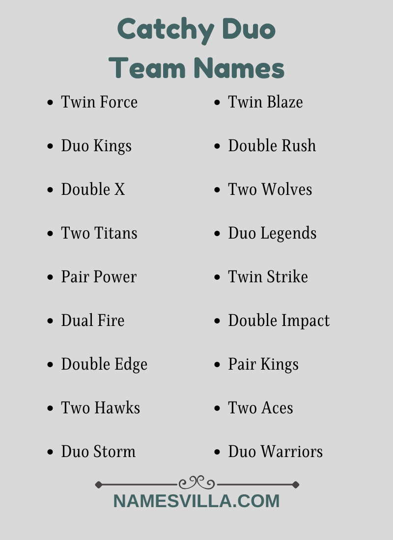 Catchy Duo Team Names