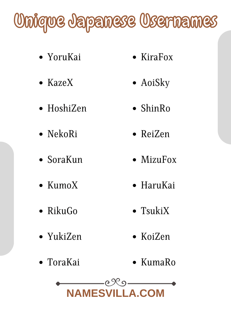 Unique Japanese Usernames
