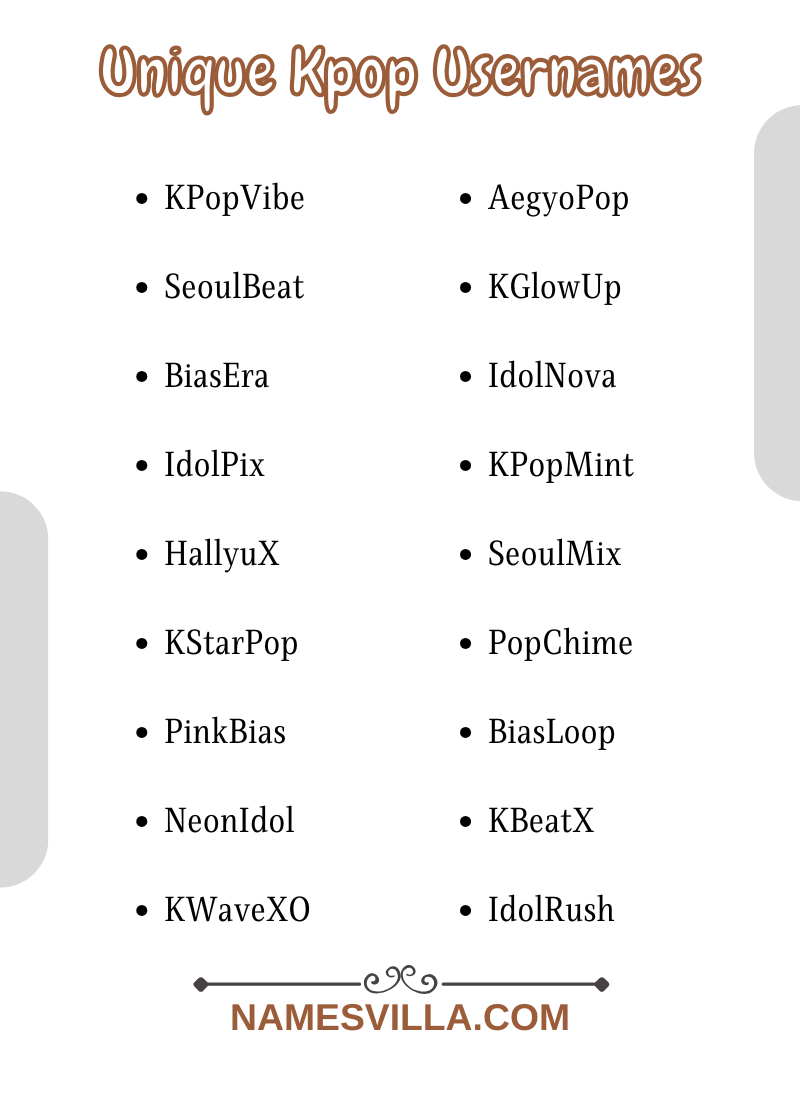Unique Kpop Usernames