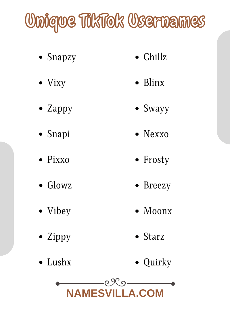 Unique Tiktok Usernames
