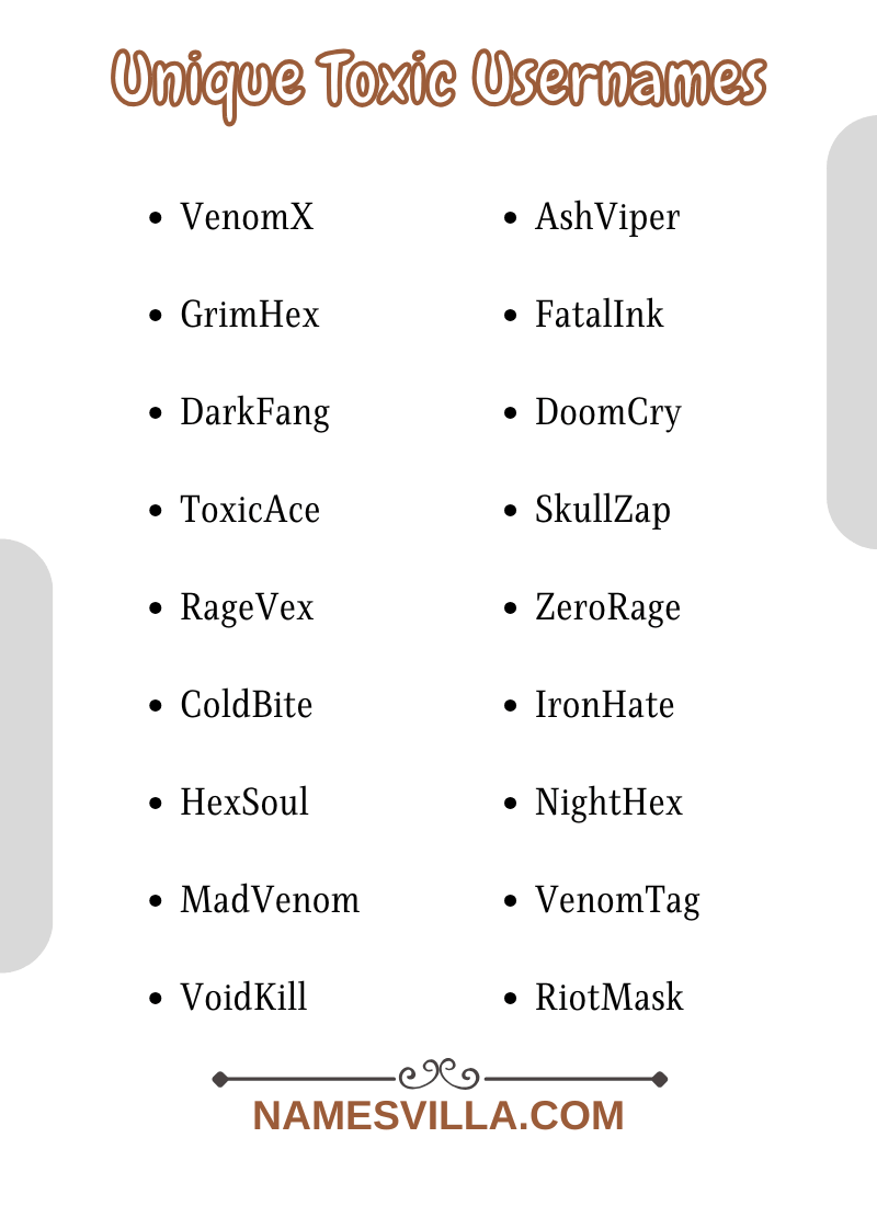 Unique Toxic Usernames